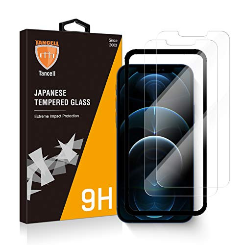 TANCELL Japanese Screen Protector Compatible with iPhone 12 Pro Max -2 Pack- 0.33mm 2.5D 9HTempered Glass Screen Protector Compatible with iPhone 12 Pro Max -Anti-Scratch--Bubble Free- 6.7-Inch