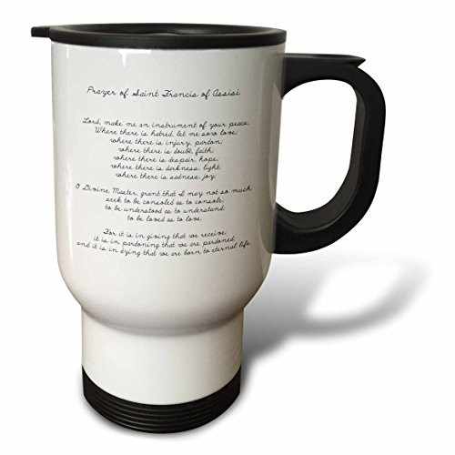 3dRose Prayer of St. Francis of Assisi Spirituality Religion Travel Mug, Stainless Steel, 14-Ounce