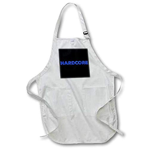 3dRose Hardcore, Blue lettering on A black Background - Full Length Apron, 22 by 30-Inch, black, with Pockets (apr_224393_4)