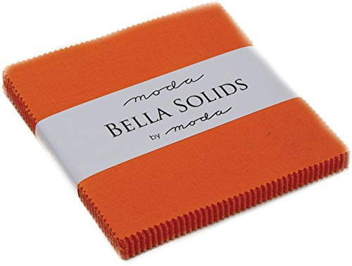 Orange Moda Bella Solids Charm Pack by Moda Fabrics  42-5 inch Quilt Squares