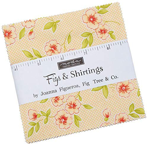 Figs  and  Shirtings Charm Pack by Joanna Figueroa of Fig Tree Quilts  42-5 Inch Precut Fabric Quilt Squares