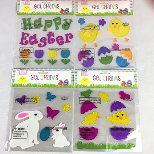 Spring Happy Easter Holiday Gel Clings Bunnies Chicks Eggs Flowers Window Charms Decoration Spring Happy Easter Holiday Gel Clings Bunnies Chicks Eggs Flowers Window Charms Decoration