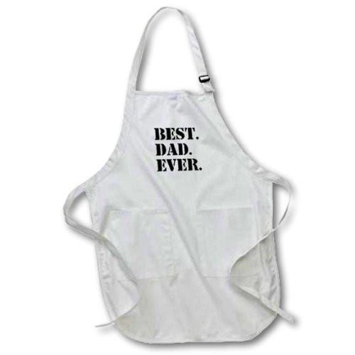 3dRose apr_151492_1 Best Dad Ever Gifts For Fathers Good For Fathers Day Black Text Full Length Apron with Pockets, 22 by 30-Inch, White