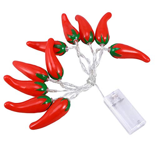 LEDMOMO Battery-Operated 10 LEDs Chili Warm String Lights 5.4ft Pepper Lights Decorative String Light for Patio Fence Deck Balcony Camping