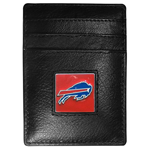 NFL Siskiyou Sports Mens Buffalo Bills Leather Money Clip Cardholder One Size Black