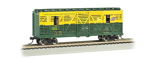 Bachmann 40' Animated Stock Car - CHICAGO and NORTHWESTERN with HORSES - HO Scale Bachmann 40' Animated Stock Car - CHICAGO and NORTHWESTERN with HORSES - HO Scale