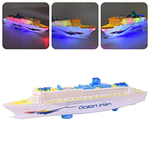 Elain Ocean Liner Ship Toy Die Cast Metal Cruise Ship Model Ocean Liner Boat Pull Back Toy for Kids with Flashing LED Lights and Sounds