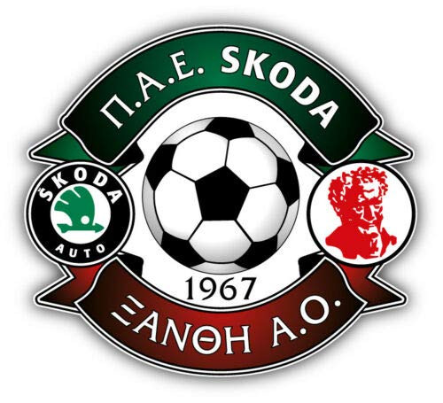 Skoda Xanthi FC Greece Soccer Football Vinyl Decal Sticker Car Decal Bumper Sticker for Use on Laptops Windows Bottles Laptops Windows Scrapbook Luggage Lockers Cars Trucks