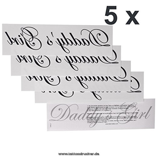 5 x Daddy s Girl Temporary Tattoo Lettering in Black - Fetish Kinky Tattoo -5-