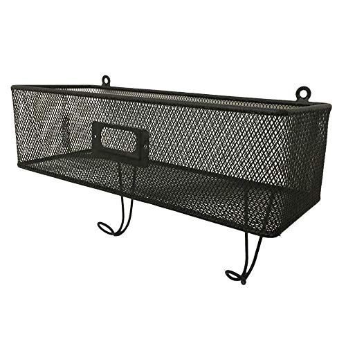 Wall Mounted Entryway Black Metal Key Mail Sorter Storage Rack Wire Mesh Basket