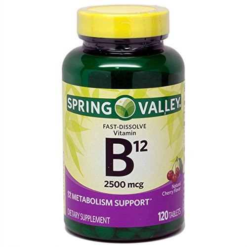 Spring Valley Sublingual B12  Cherry Flavor  2500 mcg  120 ct Microlozenges by Spring Valley