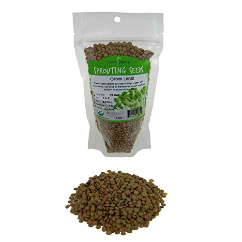 Organic Dried Green Lentil Sprouting Seed  8 Oz - Dry Lentils for Planting Garden Seeds  Soup  Cooking or Sprout Salad  Sprouts
