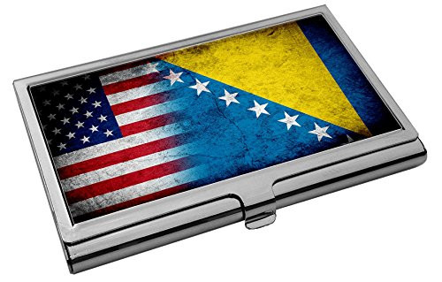 Premium Stainless Steel Business Card Holder - Flag of Bosnia Herzegovina -Bosnian- - Rustic USA Premium Stainless Steel Business Card Holder - Flag of Bosnia Herzegovina -Bosnian- - Rustic USA