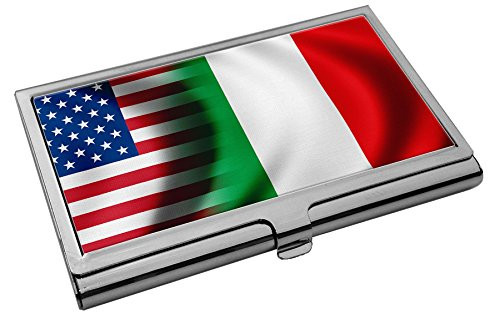 Premium Stainless Steel Business Card Holder - Flag of Italy -Italian- - Waves USA