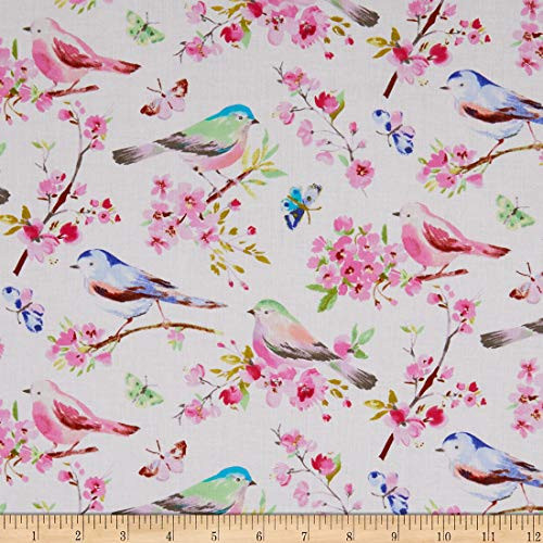 Windham Fabrics Whistler Studios Serendipity Spring Birds Fabric  White