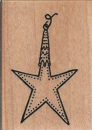 Star Ornament Wood Mounted Rubber Stamp -C3060-