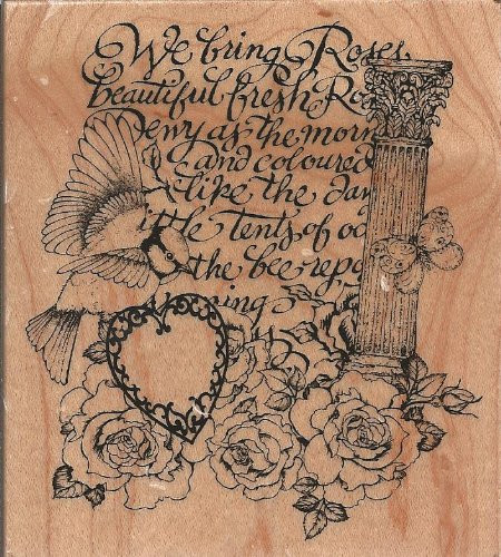 Rose Collage Wood Mounted Rubber Stamp -K3104-