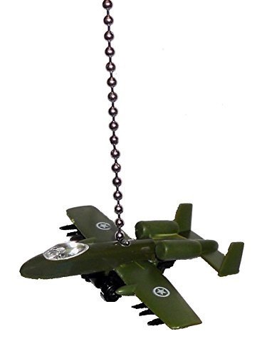 US military airplane Fighter jet air plane Ceiling FAN PULL light chain -green Fairchild Republic A-10 Thunderbolt II WARTHOG- by Knight