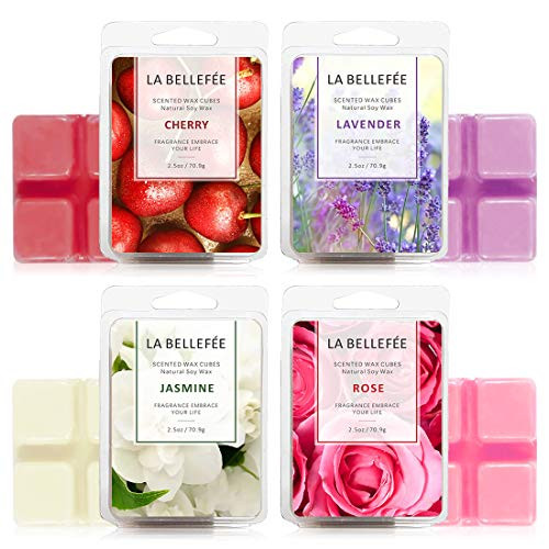 LA BELLEFeE Wax Melts  Wax Cubes  Scented Soy Wax Melts  Natural Soy Wax Cubes Floral Wax Melts for Spa  Bath  Yoga Aromatherapy -4x2.5oz-