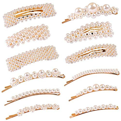 12 Pcs Pearl Large Hair Clips Pins Barrette Ties Hair for Women Girls Elegant Handmade Fashion Hair Accessories -12 pcs- 12 Pcs Pearl Large Hair Clips Pins Barrette Ties Hair for Women Girls Elegant Handmade Fashion Hair Accessories -12 pcs-