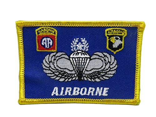 JumpingLight U.S. Military 101st 82nd Blue Airborne Flag Wholesale lot of 3 Iron On Patch - Quality Flags