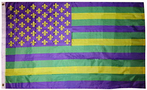 JumpingLight 3x5 USA Mardi Gras Purple Yellow Green Fleur De Lis 3x5 Polyester Nylon Flag JumpingLight 3x5 USA Mardi Gras Purple Yellow Green Fleur De Lis 3x5 Polyester Nylon Flag