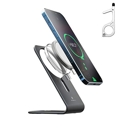 Stand for Magsafe Charger  INOCTI Aluminum Desktop Phone Stand Holder Dock for iPhone 12 iPhone 12 Pro iPhone 12 Pro Max iPhone 12 Mini with a Stylus Pen -Grey-