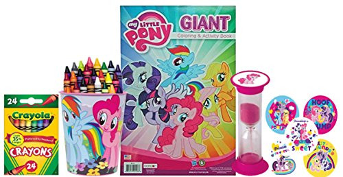 My Little Pony Giant Coloring and Activity Book With Matching Crayola Crayon Cup Holder! Plus Bonus My Little Pony  inchClean Up inch Timer  and  Reward Stickers!