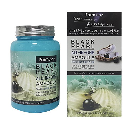Farm stay Black Pearl All In One Ampoule 250ml-8.45Oz-Anti-Wrinkle  Whitening All Skin Types