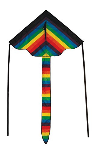 In the Breeze Rainbow Stripe 46 inch Fly-Hi Delta Kite - Single Line - Ripstop Fabric - Includes Kite Line  and  Bag - Great Beginner Kite