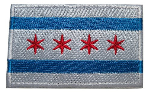 TrendyLuz City of Chicago Windy City Flag Embroidered Hook  and  Loop Patch