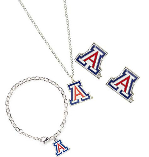 NCAA Arizona Wildcats Logo Stainless Steel Necklace Bracelet and Earings Gift Bundle NCAA Arizona Wildcats Logo Stainless Steel Necklace Bracelet and Earings Gift Bundle