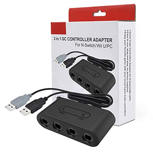 Gamecube Controller Adapter for Nintendo Switch, Wii U and PC, 4 Ports - Plug & Play, No Drivers Needed (Updated Version)