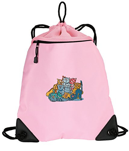 Cute Cat Drawstring Backpack Ladies Cats Cinch Bag - UNIQUE MESH  and  MICROFIBER