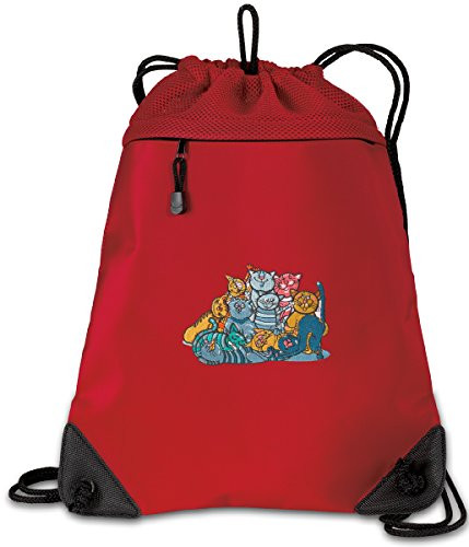 Cats Drawstring Backpack Bag Cat Cinch Pack - UNIQUE MESH  and  MICROFIBER