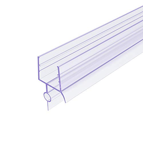 SUNNY SHOWER Door Sweep Frameless Glass Shower Door Bottom Seal Strip Fit 1 4 inch Glass  36 Length Clear Vinyl Shower Door Seal with Drip Rail