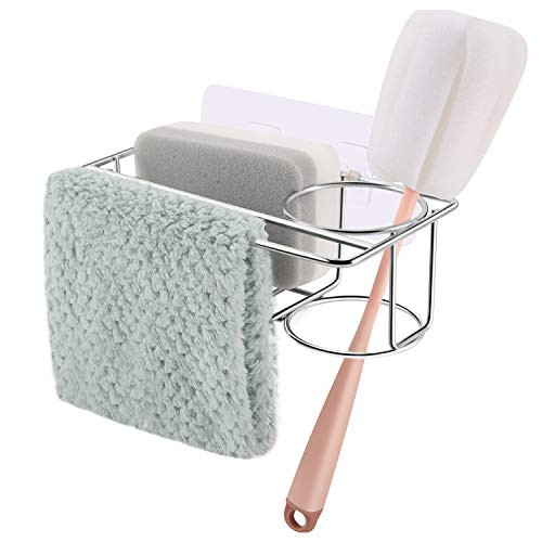 Adhesive Sponge Holder  Plus  Brush Holder  Plus  Dish Cloth Hanger  3 in 1 Kitchen Sink Caddy  SUS304 Stainless Steel in Sink Sponge Holder  Rust Proof Water Proof Kitchen Sink Accessories  No Drilling Adhesive Sponge Holder  Plus  Brush Holder  Plus  Dish Cloth Hanger  3 in 1 Kitchen Sink Caddy  SUS304 Stainless Steel in Sink Sponge Holder  Rust Proof Water Proof Kitchen Sink Accessories  No Drilling