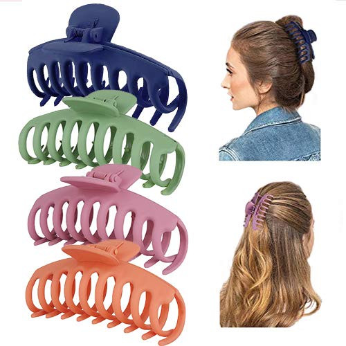 Large Hair Claw Clips Nonslip Big Claw Clip 4PCS for Women and Girls Barrettes for Long Hair Fashion Accessories Hair Clamps Big Hair Claw Thin Hair Strong Hold Hair Clips-4Packs- Large Hair Claw Clips Nonslip Big Claw Clip 4PCS for Women and Girls Barrettes for Long Hair Fashion Accessories Hair Clamps Big Hair Claw Thin Hair Strong Hold Hair Clips-4Packs-