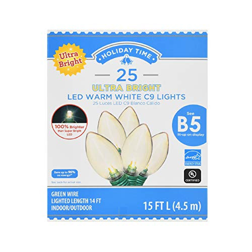 Holiday Time 25 Ultra Bright LED Warm White C9 Lights Holiday Time 25 Ultra Bright LED Warm White C9 Lights
