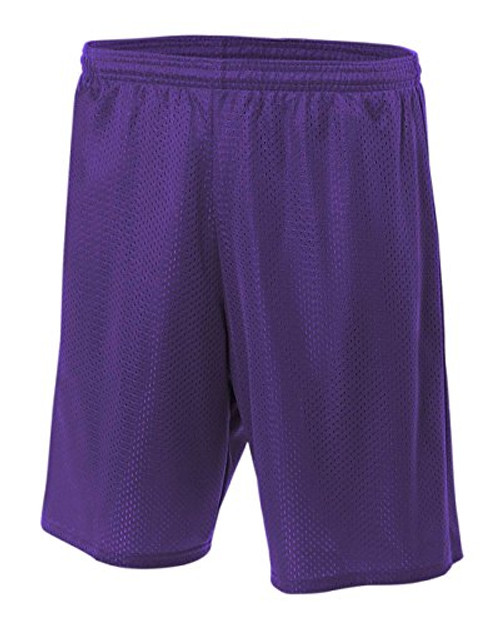 A4 9 inch Lined Tricot Mesh Shorts  Purple  Large