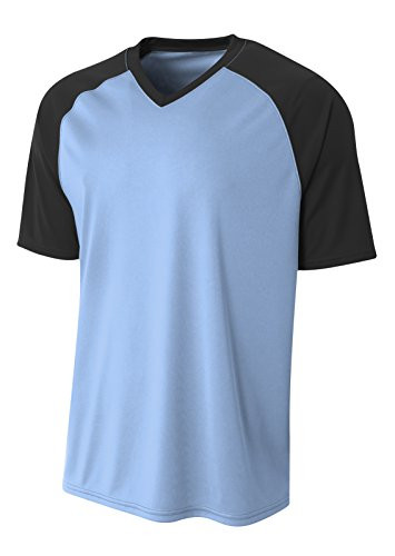 A4 Mens Strike Raglan Tee  2XL  Lt. Blue Blk