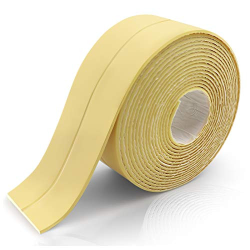 Caulk Strip  PE Self Adhesive Caulk Strip Sealing Tape for Bathtub  Caulk Tape Caulking Sealing Tape for Kitchen Countertop  Bathroom  Toilet  Bathtub Floor Wall Edge Protector  1.5 inch x 11Ft -Beige-