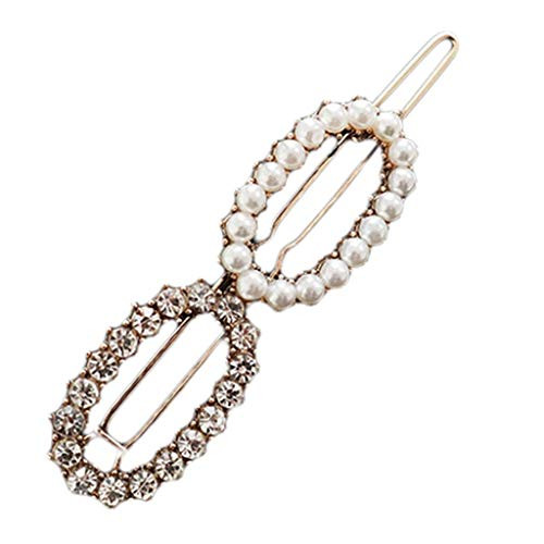 BabyHUIH Barrette Geometric Bobby Pins Ladies Girl Luxury Imitation Pearl Contrast Rhinestone Hair Clips Spring Side Bangs Barrette