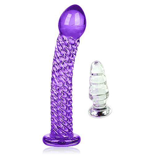 Yiyilam 2Pcs Glass ???l-Pl?g ???is G-s??? ??ss?g?? ???l? S?x ??y Ki? f?r Beginner?P?rple