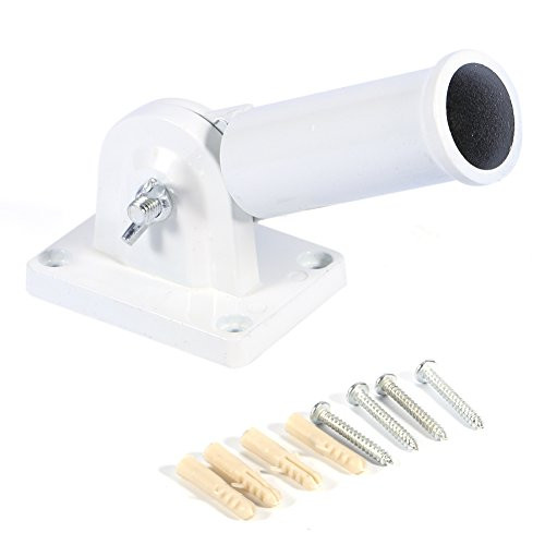 Taidda Wall Mounted Flag Pole Holder Adjustable Holder Bracket White Metal Flag Pole Windsock Base with Screws Taidda Wall Mounted Flag Pole Holder Adjustable Holder Bracket White Metal Flag Pole Windsock Base with Screws
