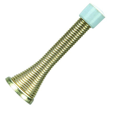 Designers Impressions Polished Brass Spring Door Stop w Rubber Bumper   2346
