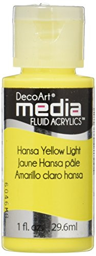 Deco Art Media Fluid Acrylic Paint  1-Ounce  Hansa Yellow Light