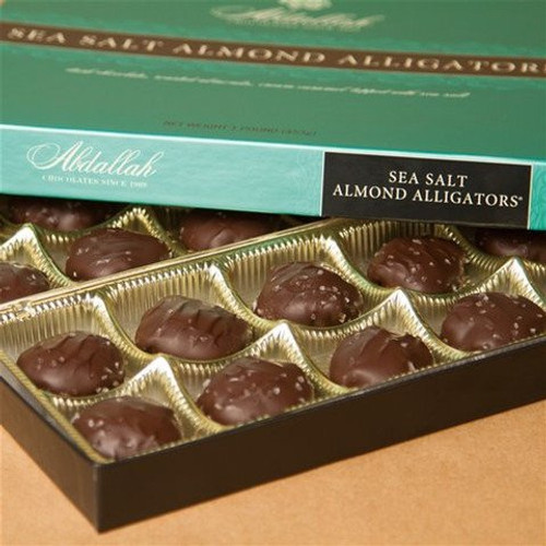 Abdallah Chocolates Dark Chocolate Sea Salt Almond Alligators 8 oz. Abdallah Chocolates Dark Chocolate Sea Salt Almond Alligators 8 oz.