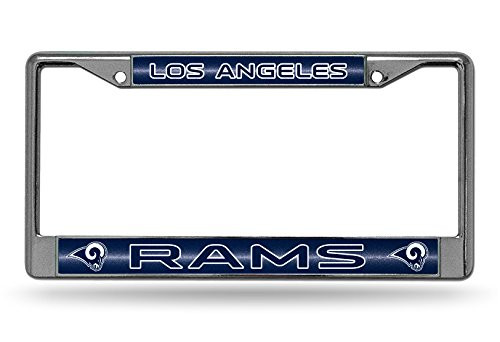 NFL Rico Industries Bling Chrome License Plate Frame with Glitter Accent Los Angeles Rams Team Color 6 x 12.25-inches NFL Rico Industries Bling Chrome License Plate Frame with Glitter Accent Los Angeles Rams Team Color 6 x 12.25-inches