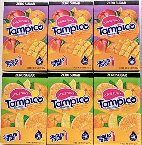 Tampico Mango Punch  and  Citrus Punch Singles to Go - Pack of 6